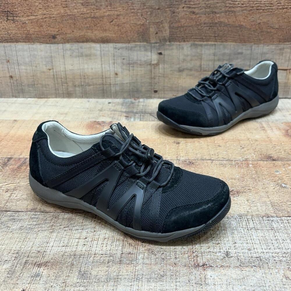 Dansko Shoes Womens Size 6.5 W 37 Black Leather Fabric Walking Comfort Sneaker